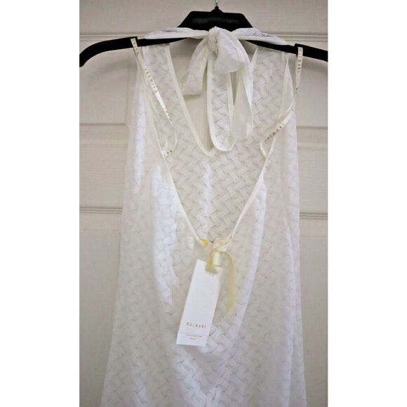 Waimari D267LCW Women's Sz Medium White Levisa Fringe Hem Halter Midi Dress - Picture 6 of 15